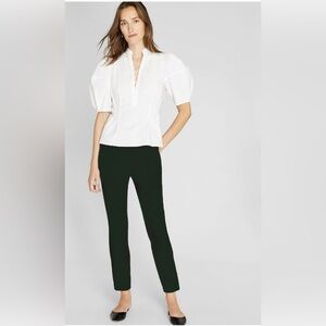 Club Monaco flat front zip up olive green pants zip detail at hem womens size 2